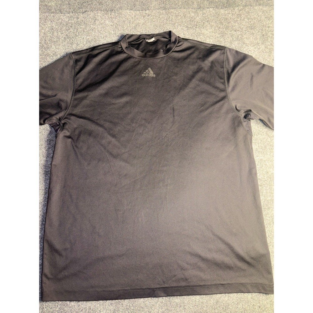 Adidas Shirt Mens XL Black Stretch Solid Activewear Workout Crew Neck Pullover